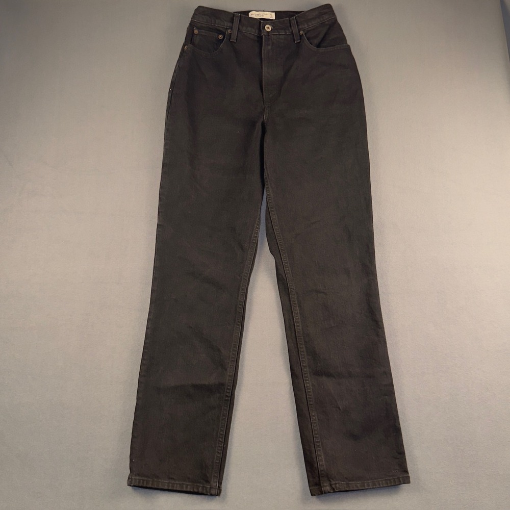 Abercrombie & Fitch Curve Love 90s Straight Ultra High Rise Black Jeans 27 4R